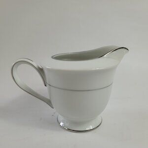 Style House Fine China Wedding Band Creamer White with Platinum Ring & Trim